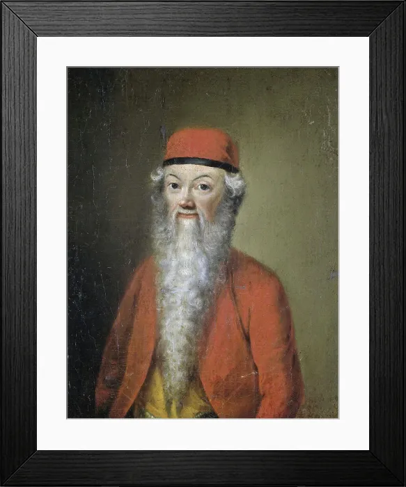 Framed Print : Naive or caricatured portrait of Jean-Etienne Liotard at the age of about 54, c.1752-c.1800. Creator: Unknown Framed Print : Naive or caricatured portrait of Jean-Etienne Liotard at the age of about 54, c.1752-c.1800. Creator: Unknown