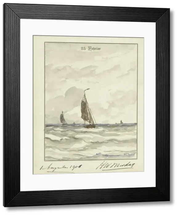 Framed Print : Sea with fishing boats, 1906. Creator: Hendrik Willem Mesdag Framed Print : Sea with fishing boats, 1906. Creator: Hendrik Willem Mesdag