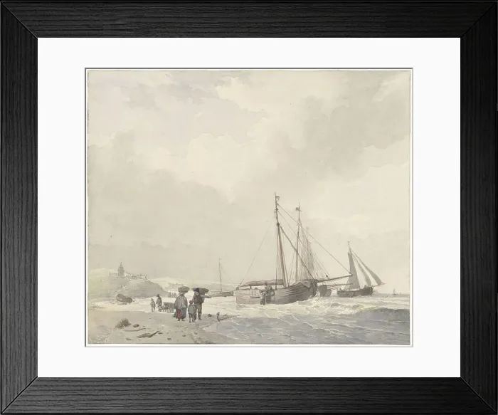 Framed Print : View of the beach at Scheveningen, 1805-1860. Creator: Hendrik van de Sande Bakhuyzen Framed Print : View of the beach at Scheveningen, 1805-1860. Creator: Hendrik van de Sande Bakhuyzen
