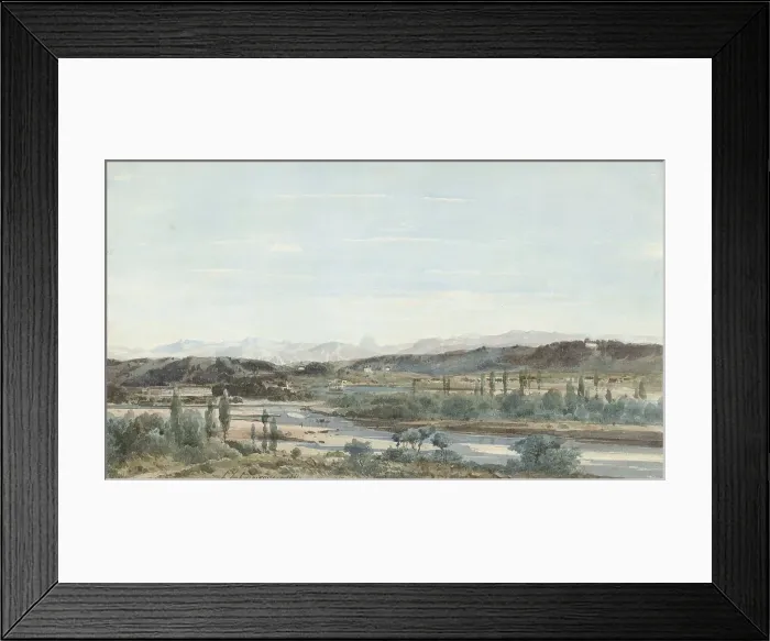 Framed Print : Landscape with a river valley in the South of France, 1861. Creator: Henri-Joseph Harpignies Framed Print : Landscape with a river valley in the South of France, 1861. Creator: Henri-Joseph Harpignies