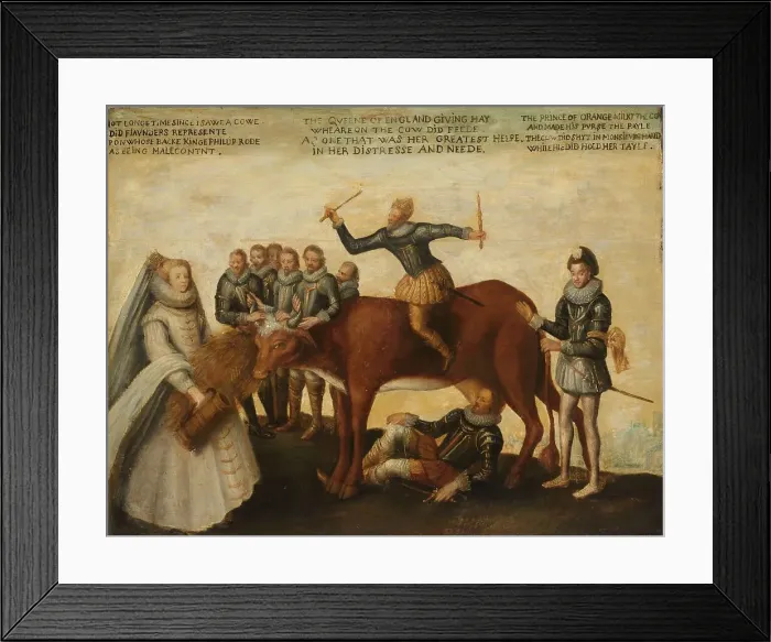 Framed Print : The Dairy Cow: The Dutch Provinces, Revolting against the Spanish King Philip II, Are Led by Prince Creator: Anon Framed Print : The Dairy Cow: The Dutch Provinces, Revolting against the Spanish King Philip II, Are Led by Prince Creator: Anon