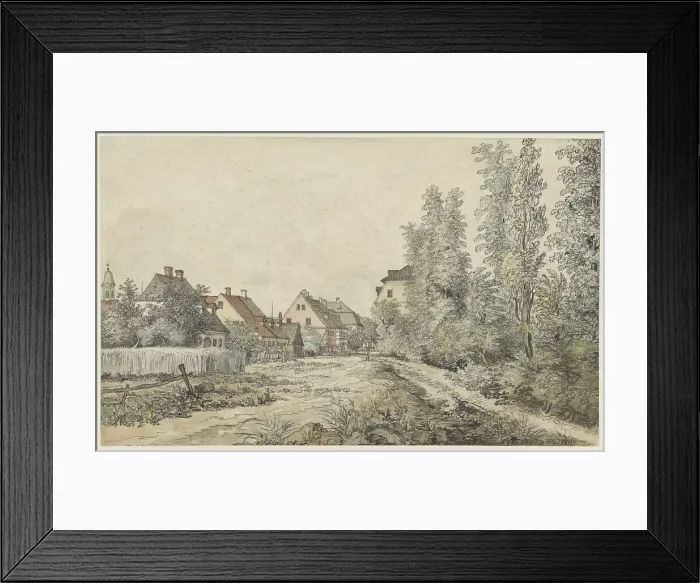 Framed Print : Village road with houses (in Germany?), 1811. Creator: Henry Edridge Framed Print : Village road with houses (in Germany?), 1811. Creator: Henry Edridge