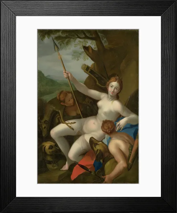 Framed Print : Diana with Nymphs, Dogs and Game, c1600. Creator: Anon Framed Print : Diana with Nymphs, Dogs and Game, c1600. Creator: Anon