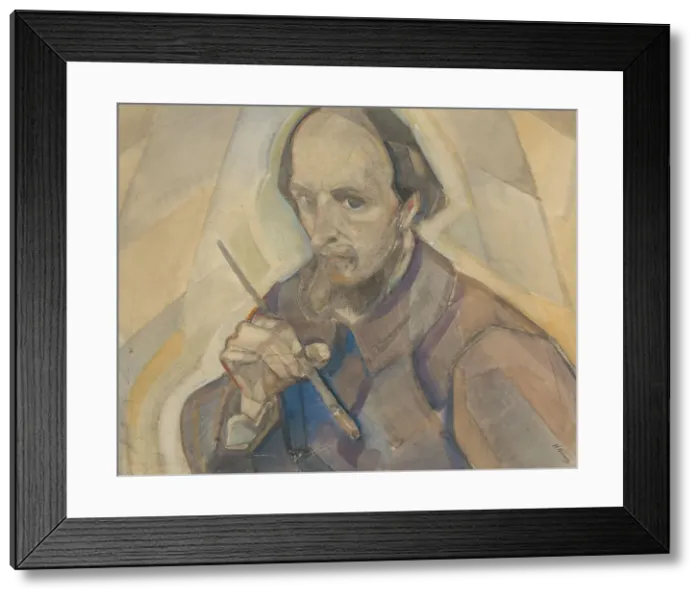 Framed Print : Self portrait with brush, 1917. Creator: Herman Kruyder Framed Print : Self portrait with brush, 1917. Creator: Herman Kruyder