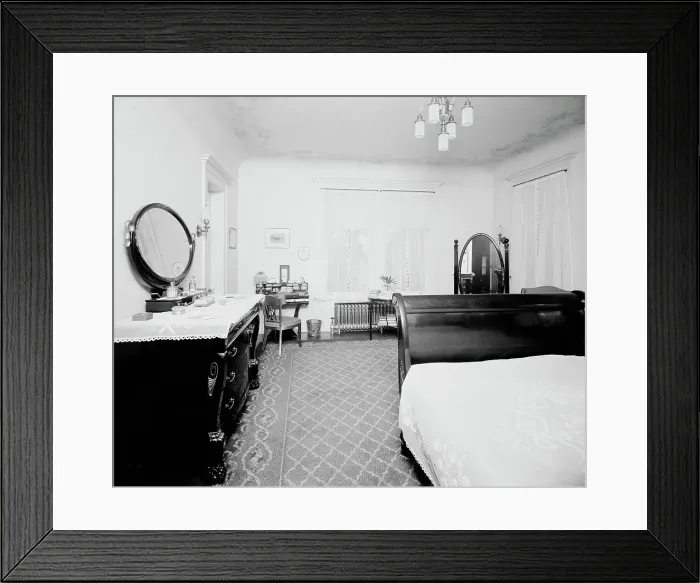 Framed Print : Bedroom, residence of Mr. Fair, 40 Putnam Avenue, Detroit, Mich. between 1905 and 1915. Creator: Unknown Framed Print : Bedroom, residence of Mr. Fair, 40 Putnam Avenue, Detroit, Mich. between 1905 and 1915. Creator: Unknown