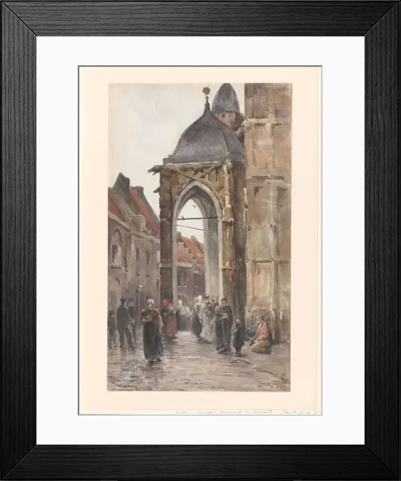 Framed Print : Churchgoers outside a church, 1890. Creator: Jan de Jong Framed Print : Churchgoers outside a church, 1890. Creator: Jan de Jong