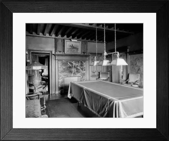 Framed Print : Res. of A. Buhl, Iroquois Avenue, billiard room, Detroit, Mich. between 1905 and 1915. Creator: Unknown Framed Print : Res. of A. Buhl, Iroquois Avenue, billiard room, Detroit, Mich. between 1905 and 1915. Creator: Unknown