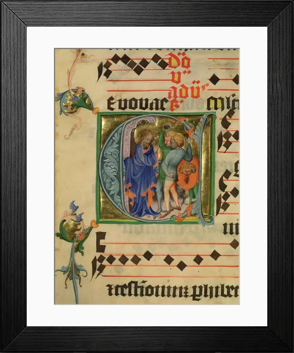 Framed Print : The Stoning of Christ, early 15th century. Creator: Unknown Framed Print : The Stoning of Christ, early 15th century. Creator: Unknown