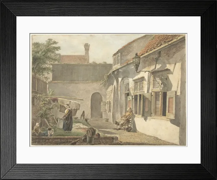 Framed Print : Courtyard with figures in Utrecht, 1773-1815. Creator: Hermanus van Brussel Framed Print : Courtyard with figures in Utrecht, 1773-1815. Creator: Hermanus van Brussel