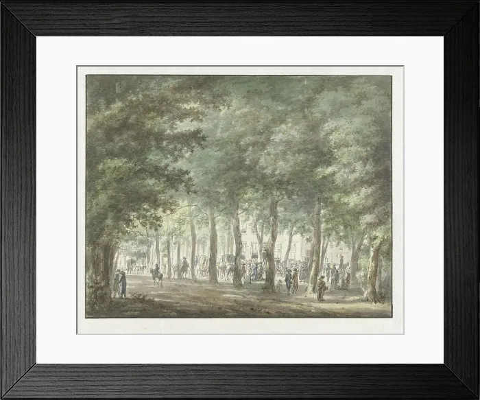 Framed Print : View of the Haarlemmerhout, with a crowd of people in front of the Heerenlogement, 1773-1815. Creator: Hermanus van Brussel Framed Print : View of the Haarlemmerhout, with a crowd of people in front of the Heerenlogement, 1773-1815. Creator: Hermanus van Brussel