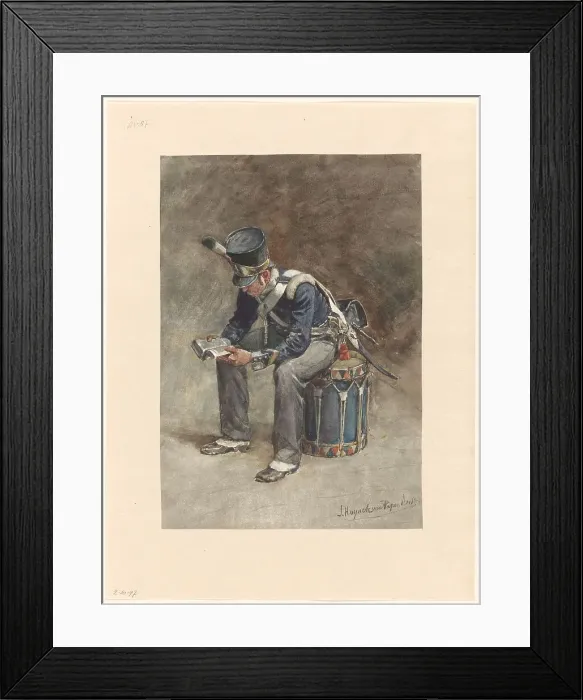 Framed Print : Infantry drummer reading, 1868-1892. Creator: Jan Hoynck van Papendrecht Framed Print : Infantry drummer reading, 1868-1892. Creator: Jan Hoynck van Papendrecht