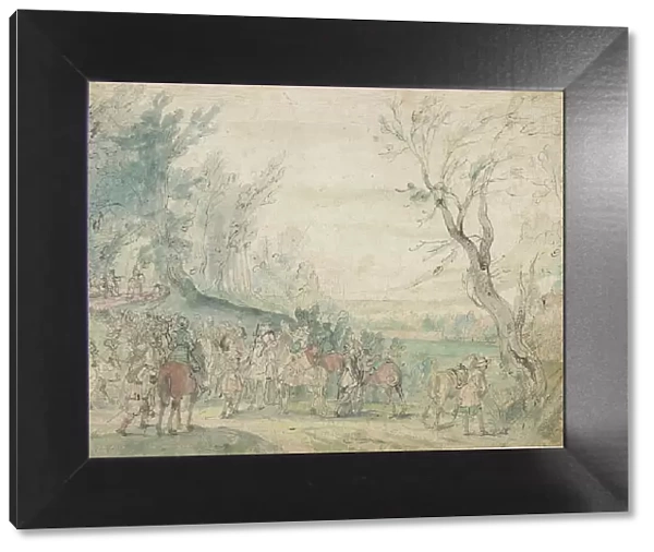 Armed horsemen at a forest edge, 1615-1635. Creator: Master of the Hermitage Sketchbook