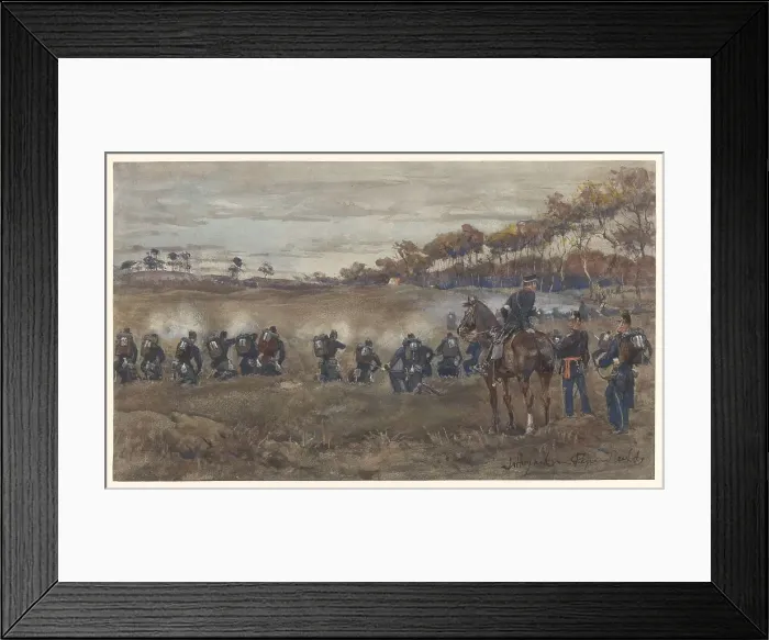 Framed Print : Infantry shooting practice on heathland, 1868-1898. Creator: Jan Hoynck van Papendrecht Framed Print : Infantry shooting practice on heathland, 1868-1898. Creator: Jan Hoynck van Papendrecht