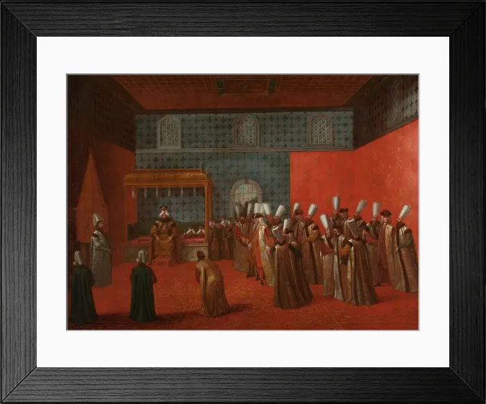 Framed Print : Ambassador Cornelis Calkoen at his Audience with Sultan Ahmed III, c.1727-c.1730. Creator: Jean Baptiste Vanmour Framed Print : Ambassador Cornelis Calkoen at his Audience with Sultan Ahmed III, c.1727-c.1730. Creator: Jean Baptiste Vanmour