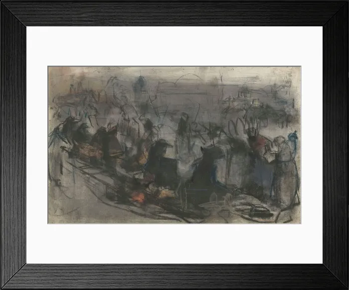 Framed Print : Queue of people waiting, c.1890-c.1920. Creator: Isaac Lazerus Israels Framed Print : Queue of people waiting, c.1890-c.1920. Creator: Isaac Lazerus Israels