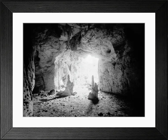 Framed Print : Interior of cave, El Abra, Mexico, between 1880 and 1897. Creator: William H. Jackson Framed Print : Interior of cave, El Abra, Mexico, between 1880 and 1897. Creator: William H. Jackson