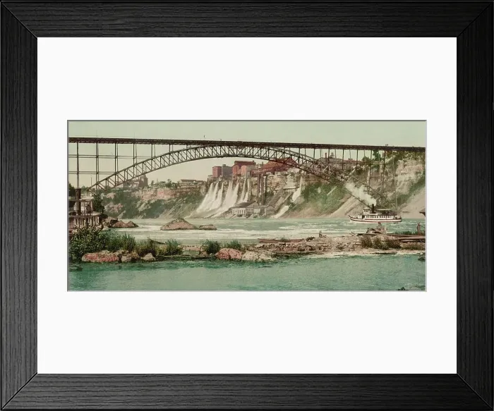 Framed Print : Niagara, mills and Grand Trunk (i.e. Upper Steel Arch) Bridge, ca 1900. Creator: Unknown Framed Print : Niagara, mills and Grand Trunk (i.e. Upper Steel Arch) Bridge, ca 1900. Creator: Unknown