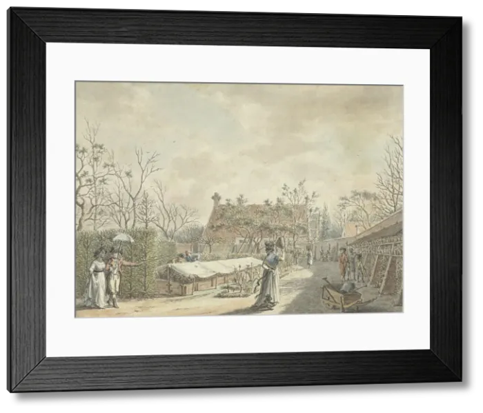 Framed Print : Visit to a Flower Nursery, 1791. Creator: Jacob Cats Framed Print : Visit to a Flower Nursery, 1791. Creator: Jacob Cats