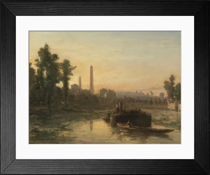Framed Print : River View in France, possibly near Pontoise, 1855. Creator: Johan Barthold Jongkind Framed Print : River View in France, possibly near Pontoise, 1855. Creator: Johan Barthold Jongkind