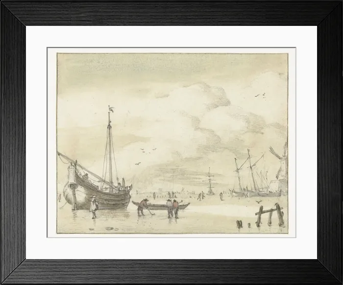 Framed Print : Winter view, 1634-1700. Creator: Jan van de Cappelle Framed Print : Winter view, 1634-1700. Creator: Jan van de Cappelle
