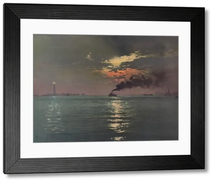 Framed Print : Sunset from the Battery, New York, c1901. Creator: Unknown Framed Print : Sunset from the Battery, New York, c1901. Creator: Unknown