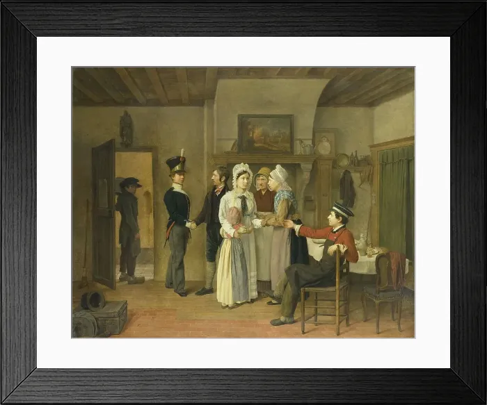 Framed Print : The Soldier's Farewell, 1828. Creator: Charles van Beveren Framed Print : The Soldier's Farewell, 1828. Creator: Charles van Beveren