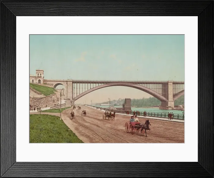 Framed Print : Washington Bridge and the [Harlem River] Speedway, New York, c1901. Creator: Unknown