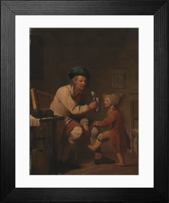 Framed Print : A Peasant Giving his Son Something to Drink, 1781. Creator: Peter Cramer Framed Print : A Peasant Giving his Son Something to Drink, 1781. Creator: Peter Cramer