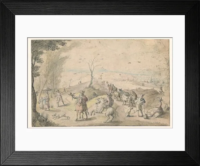Framed Print : Landscape with falconers and herdsman, 1596-1653. Creator: Jan Wildens Framed Print : Landscape with falconers and herdsman, 1596-1653. Creator: Jan Wildens