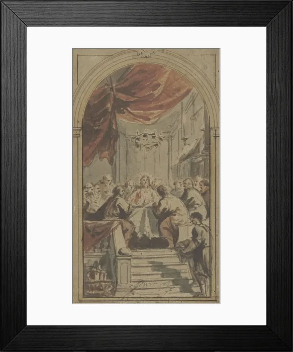 Framed Print : The Lord's Supper, presented in the upper room, c.1705-c.1754. Creator: Jacob de Wit Framed Print : The Lord's Supper, presented in the upper room, c.1705-c.1754. Creator: Jacob de Wit