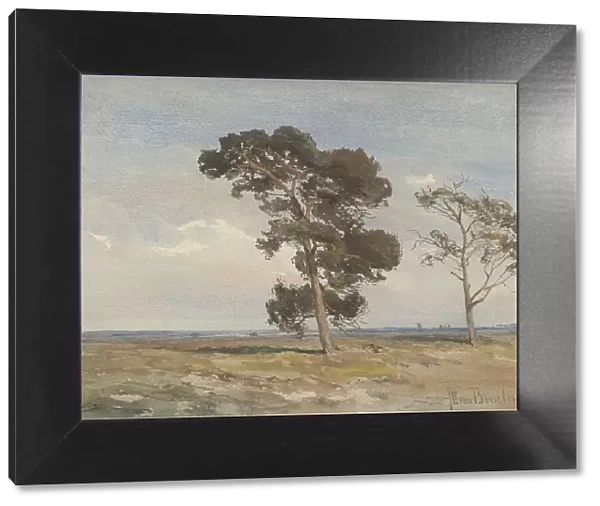 View of the heath with two trees, c.1835-1892. Creator: Jan Willem van Borselen