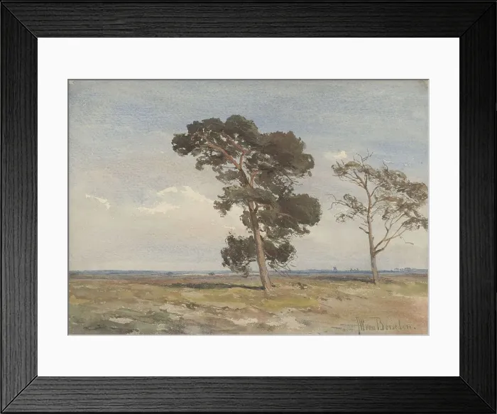 Framed Print : View of the heath with two trees, c.1835-1892. Creator: Jan Willem van Borselen Framed Print : View of the heath with two trees, c.1835-1892. Creator: Jan Willem van Borselen