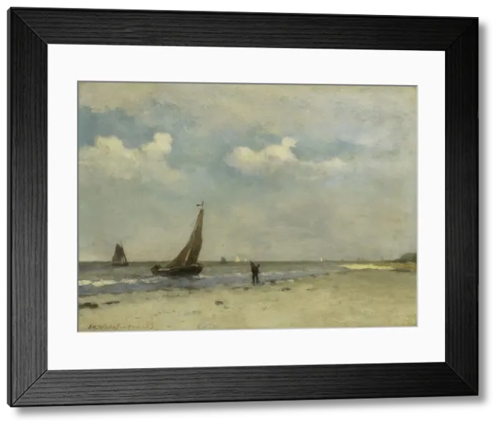 Framed Print : Beach Scene, c.1870-c.1903. Creator: Jan Hendrik Weissenbruch Framed Print : Beach Scene, c.1870-c.1903. Creator: Jan Hendrik Weissenbruch