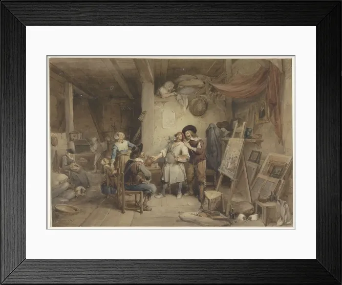 Framed Print : Adriaen Brouwer with his student J. van Craesbeek, 1838. Creator: Jean-Baptiste Madou Framed Print : Adriaen Brouwer with his student J. van Craesbeek, 1838. Creator: Jean-Baptiste Madou