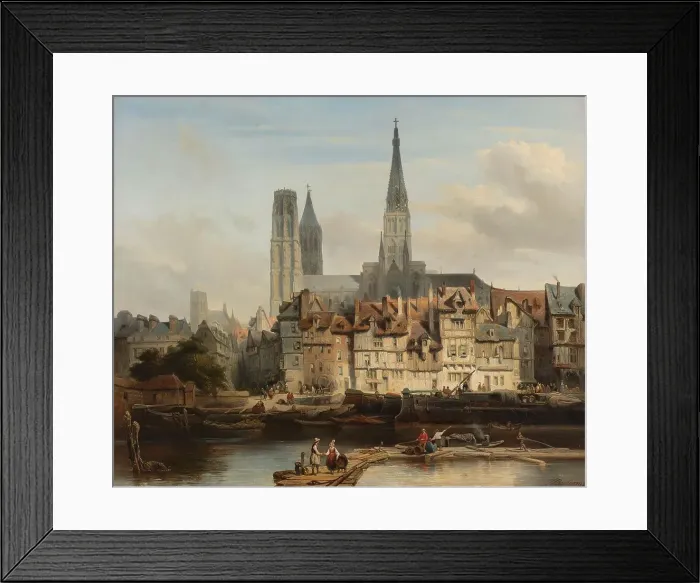 Framed Print : The Quay de Paris in Rouen, 1839. Creator: Johannes Bosboom Framed Print : The Quay de Paris in Rouen, 1839. Creator: Johannes Bosboom