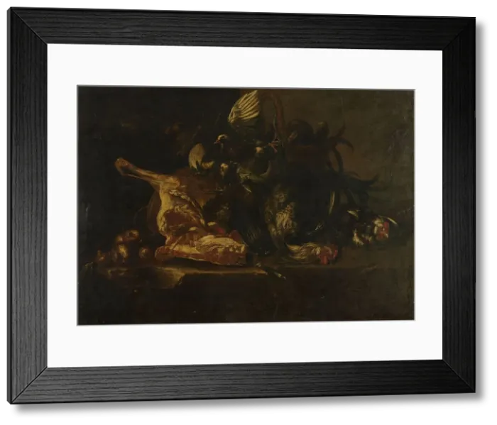 Framed Print : Still life with meat and dead birds, 1660-1671. Creator: Christoffel Puytlinck Framed Print : Still life with meat and dead birds, 1660-1671. Creator: Christoffel Puytlinck