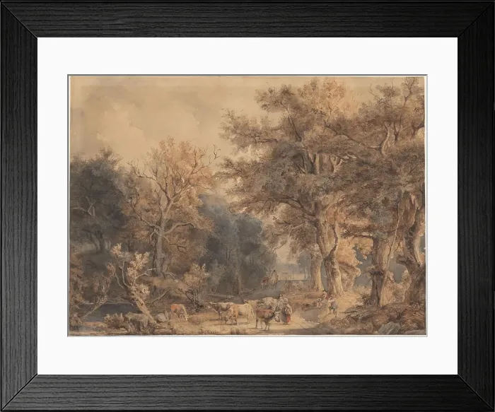 Framed Print : Forest landscape with figures and cattle, c.1847-c.1899. Creator: Jacob Henricus Maris Framed Print : Forest landscape with figures and cattle, c.1847-c.1899. Creator: Jacob Henricus Maris