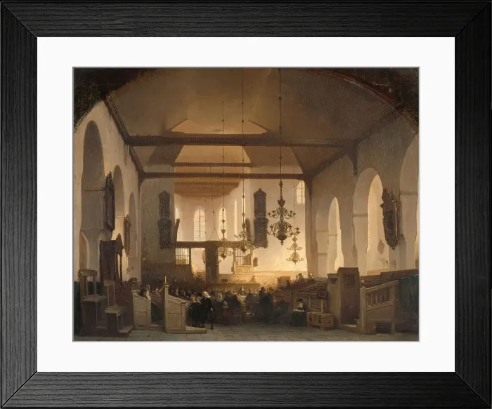 Framed Print : A Service in the Geertekerk, Utrecht, 1852. Creator: Johannes Bosboom Framed Print : A Service in the Geertekerk, Utrecht, 1852. Creator: Johannes Bosboom