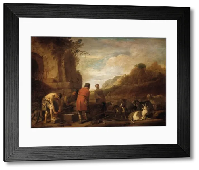 Framed Print : The Meeting of Jacob and Rachel, c.1638. Creator: Claes Cornelisz. Moeyaert Framed Print : The Meeting of Jacob and Rachel, c.1638. Creator: Claes Cornelisz. Moeyaert