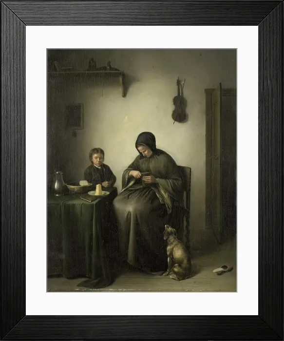 Framed Print : A Woman Slicing Bread, c.1800-c.1823. Creator: Johannes Christiaan Janson Framed Print : A Woman Slicing Bread, c.1800-c.1823. Creator: Johannes Christiaan Janson