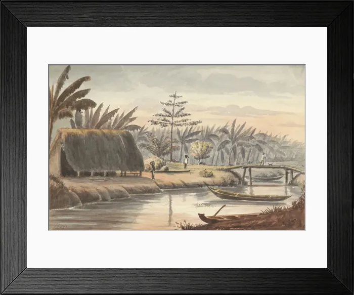 Framed Print : Plantation Visserszorg with banana field, 1859. Creator: Jacob van Geffen