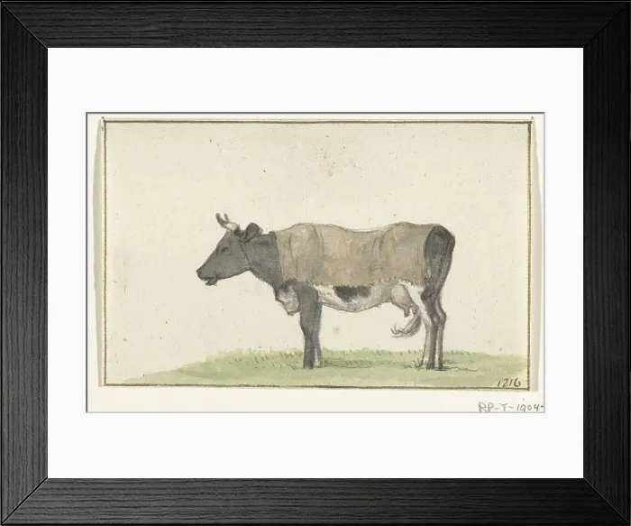 Framed Print : Standing cow with blanket, facing left, 1816. Creator: Jean Bernard Framed Print : Standing cow with blanket, facing left, 1816. Creator: Jean Bernard