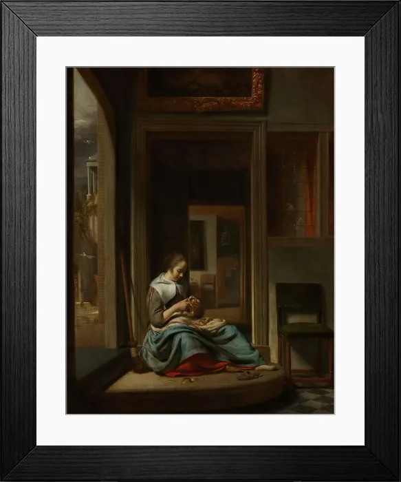 Framed Print : Woman Peeling an Apple, 1667. Creator: Cornelis Bisschop Framed Print : Woman Peeling an Apple, 1667. Creator: Cornelis Bisschop