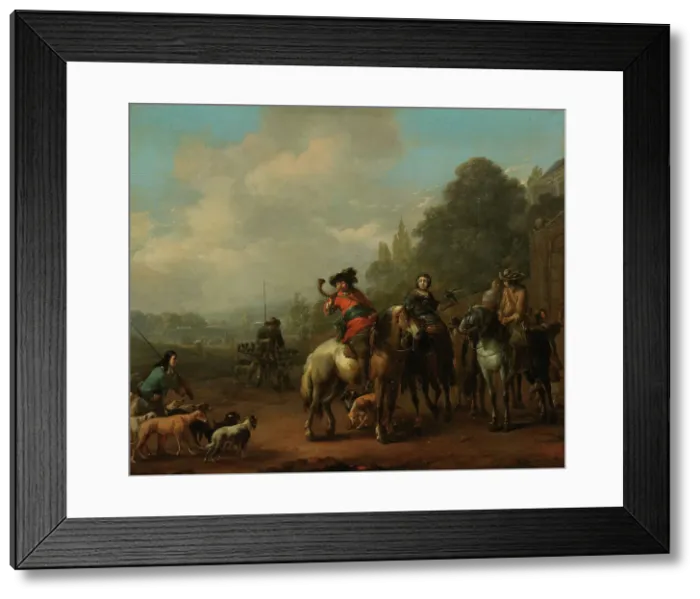 Framed Print : The Return from the Hunt, 1650-1674. Creator: Johannes Lingelbach Framed Print : The Return from the Hunt, 1650-1674. Creator: Johannes Lingelbach
