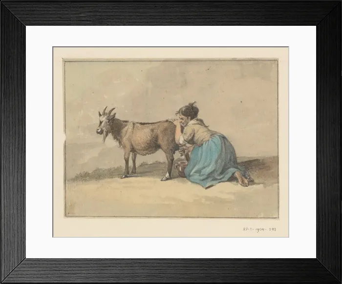 Framed Print : Woman who milks a goat, 1775-1833. Creator: Jean Bernard Framed Print : Woman who milks a goat, 1775-1833. Creator: Jean Bernard