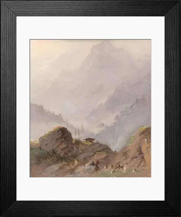 Framed Print : Mountain Landscape in Tirol with Chamois, c.1858. Creator: Johannes Tavenraat Framed Print : Mountain Landscape in Tirol with Chamois, c.1858. Creator: Johannes Tavenraat