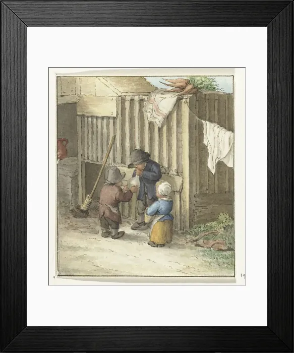 Framed Print : Three children playing with a pig bladder, 1775-1833. Creator: Jean Bernard Framed Print : Three children playing with a pig bladder, 1775-1833. Creator: Jean Bernard