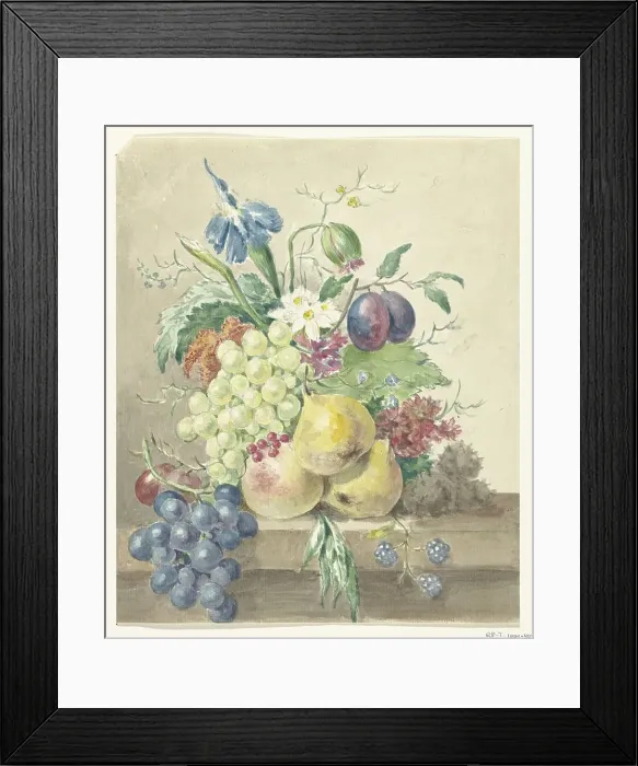 Framed Print : Still life of flowers and fruits, 1775-1833. Creator: Jean Bernard Framed Print : Still life of flowers and fruits, 1775-1833. Creator: Jean Bernard