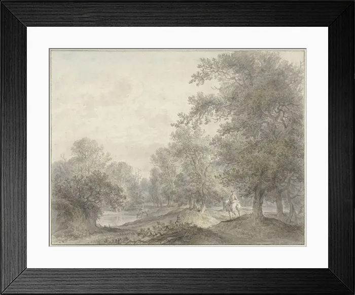 Framed Print : Forest landscape with rider and pond, 1745-1795. Creator: Jacobus Versteegen Framed Print : Forest landscape with rider and pond, 1745-1795. Creator: Jacobus Versteegen
