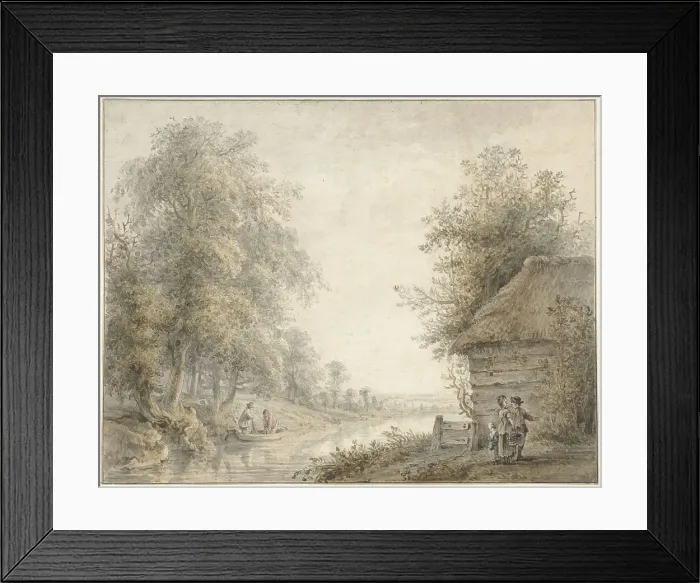 Framed Print : Barn by a canal on the edge of a forest, 1745-1795. Creator: Jacobus Versteegen Framed Print : Barn by a canal on the edge of a forest, 1745-1795. Creator: Jacobus Versteegen
